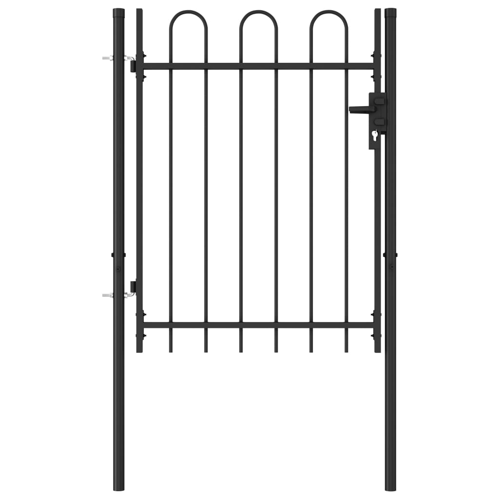 vidaXL Cancela de Valla Sencilla de Puntas Acero Negro Puerta de Jardín Dimensiones 1 x 1 m,  1 x 1.2 m,  1 x 1.5 m y mas