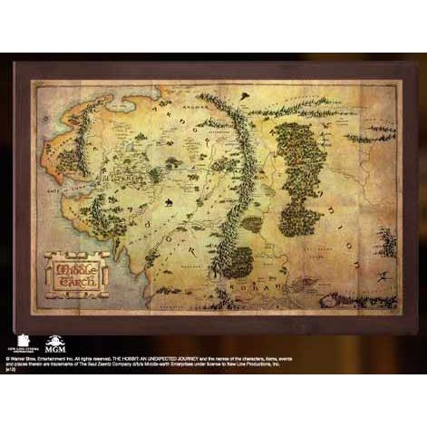 The Noble Collection Replica El Hobbit Mapa De La Tierra Media Montado Sobre Madera 40 X 25 Cm Extra