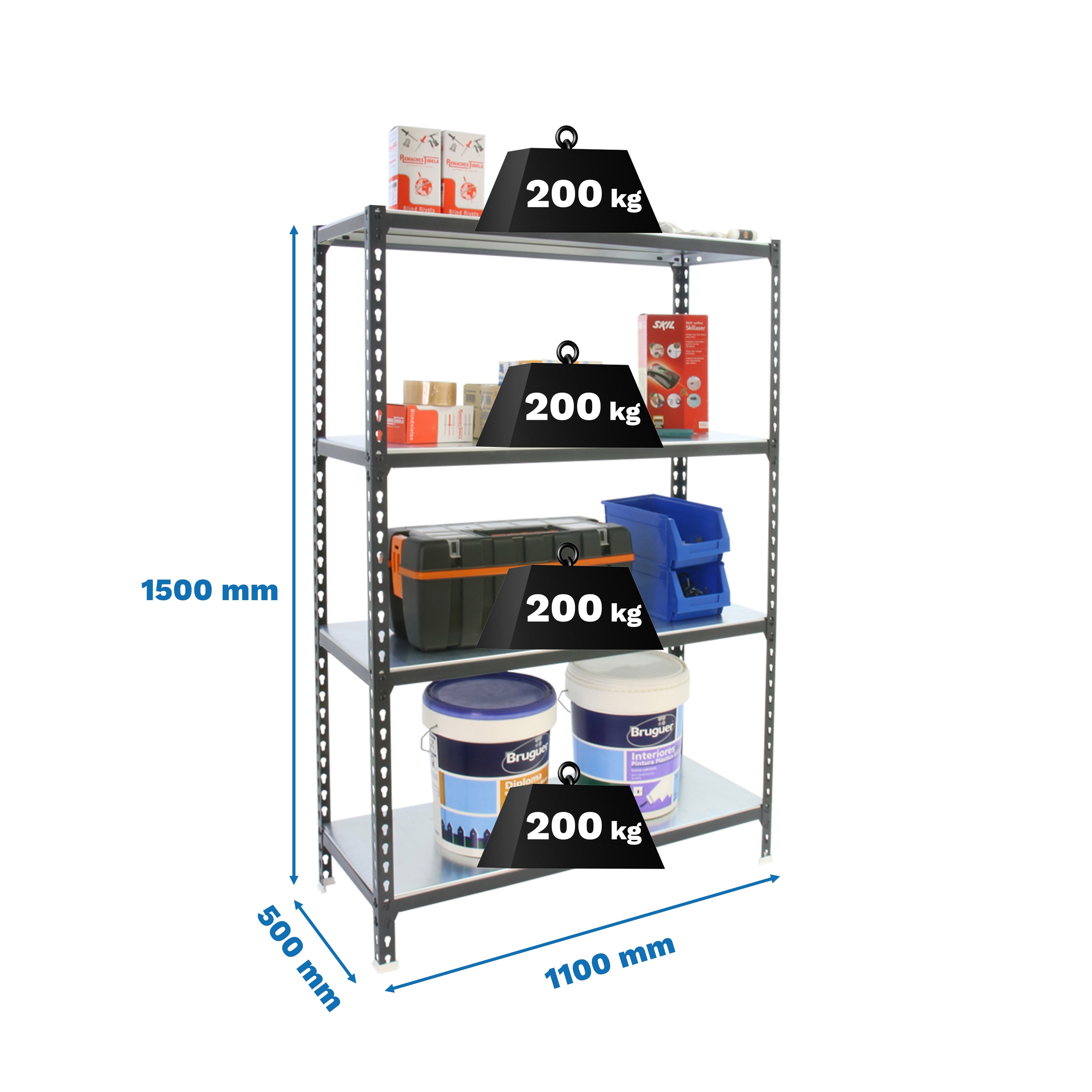 Estantería SIMONRACK Simonclick superplus 4/500 1500 antracita/galv