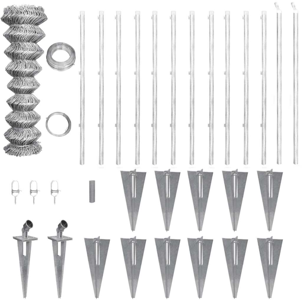 vidaXL Valla metálica con estacas postes acero galvanizado 25x1,5 m