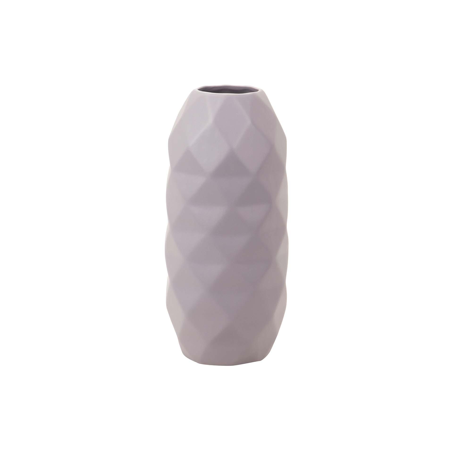 Jarron ceramica morado mate 17x17x37 cm , El mejor complemento para tu hogar.