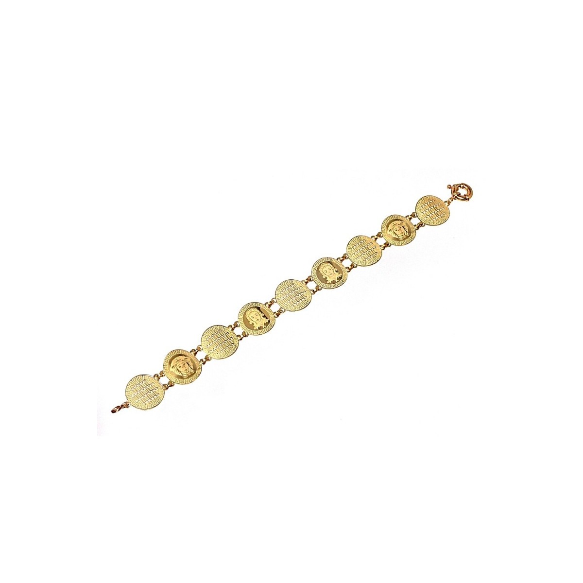 Pulsera oro 18k 20cm. monedas antiguas griegas láser