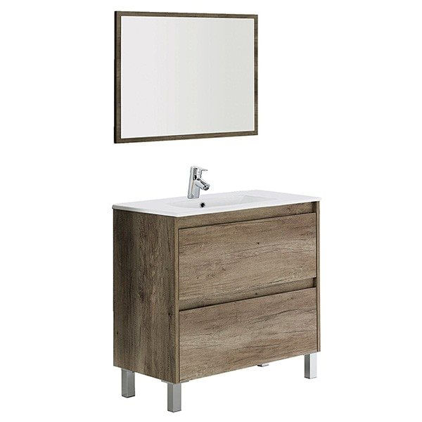 Conjunto de baño Dakota mueble de lavabo + espejo nordik 80 cm