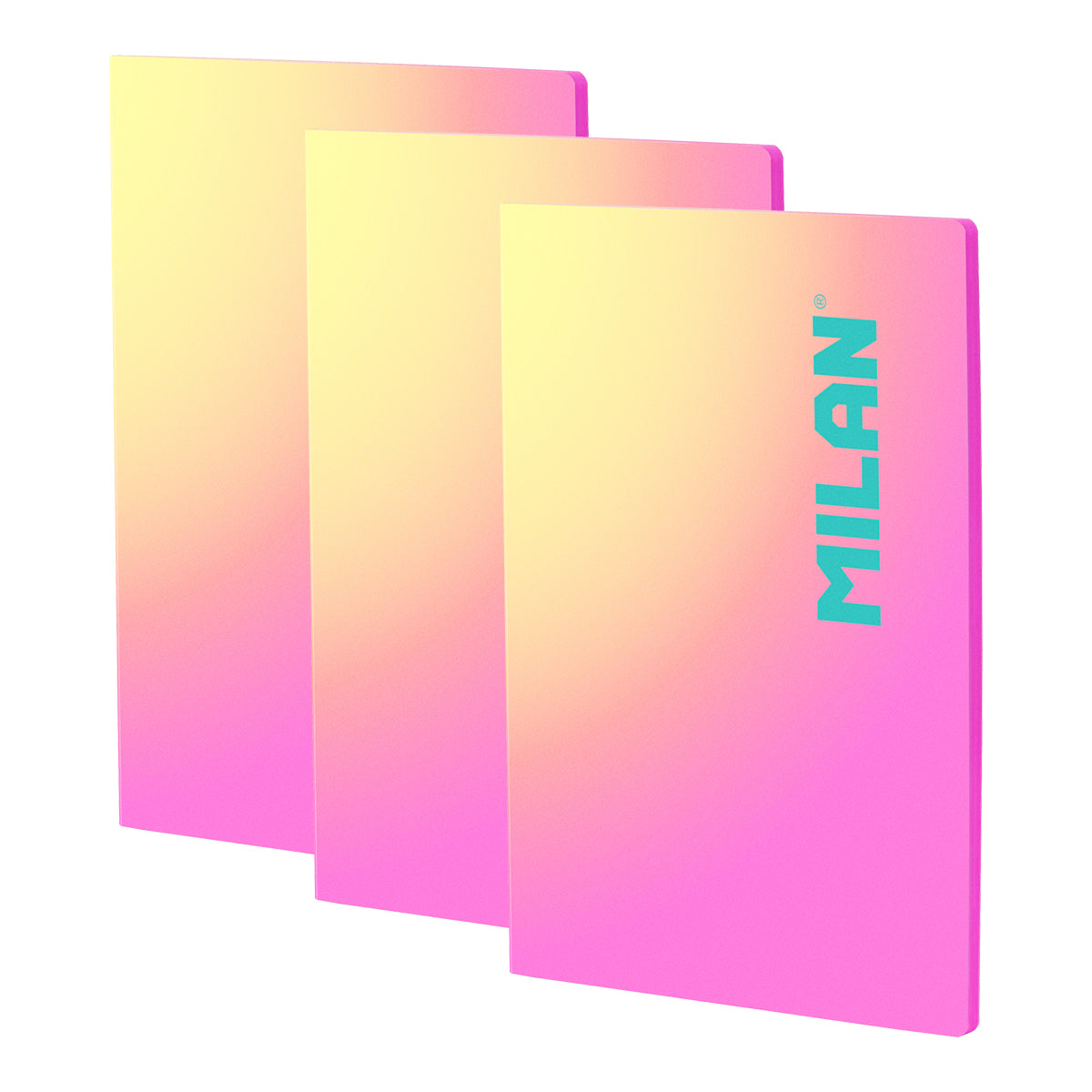 MILAN Sunset - Pack 3 Libretas A4 Encoladas. Papel Cuadriculado 48 Hojas 95gr Rosa