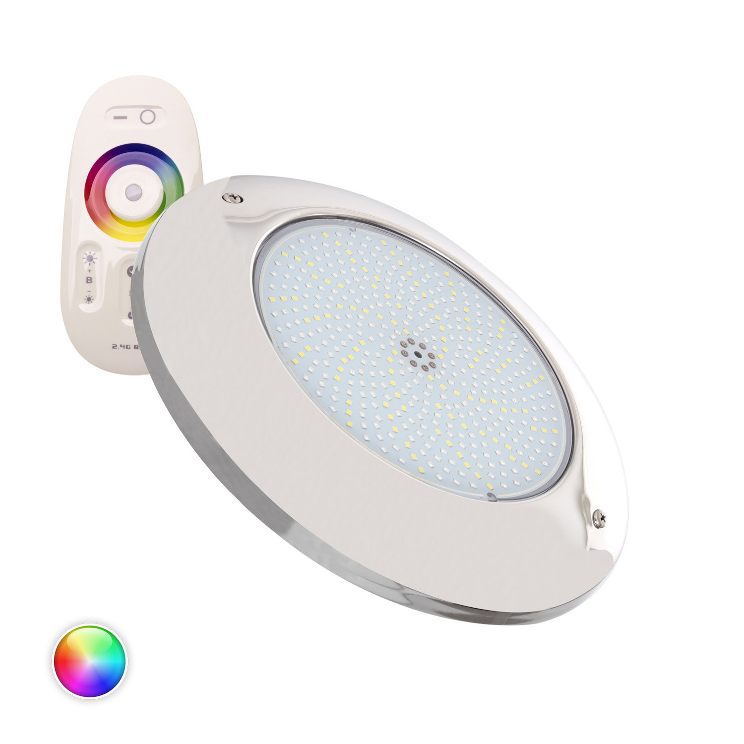 Ledkia Foco Piscina Superficie LED RGBW Sumergible 12V DC IP68 Acero Inoxidable 35W Sí RGBW