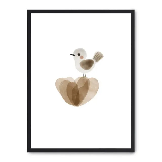 Cuadro bird 30x40cm, Póster impreso en papel de primera calidad de 180gr, montado sobre marco de madera MDF acabado en negro., Infantil - Bebé