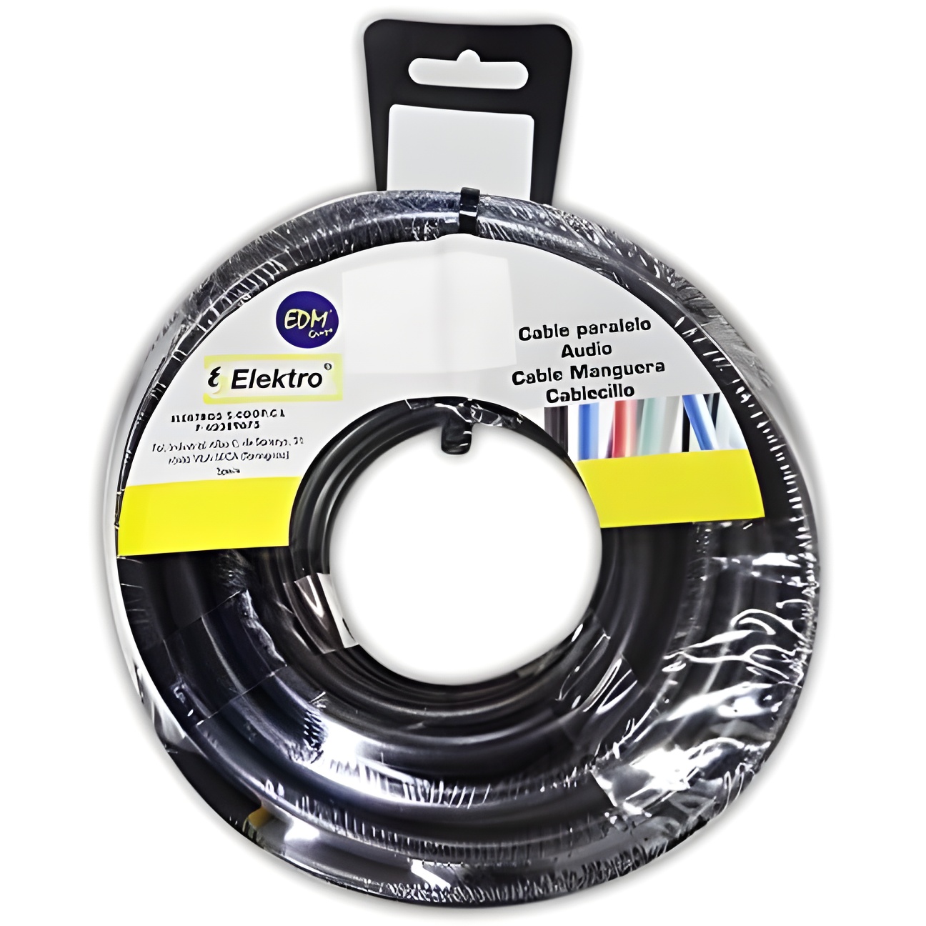 Edm - Carrete Manguera Plana Negra 2x1.5mm 15m Cable de Audio