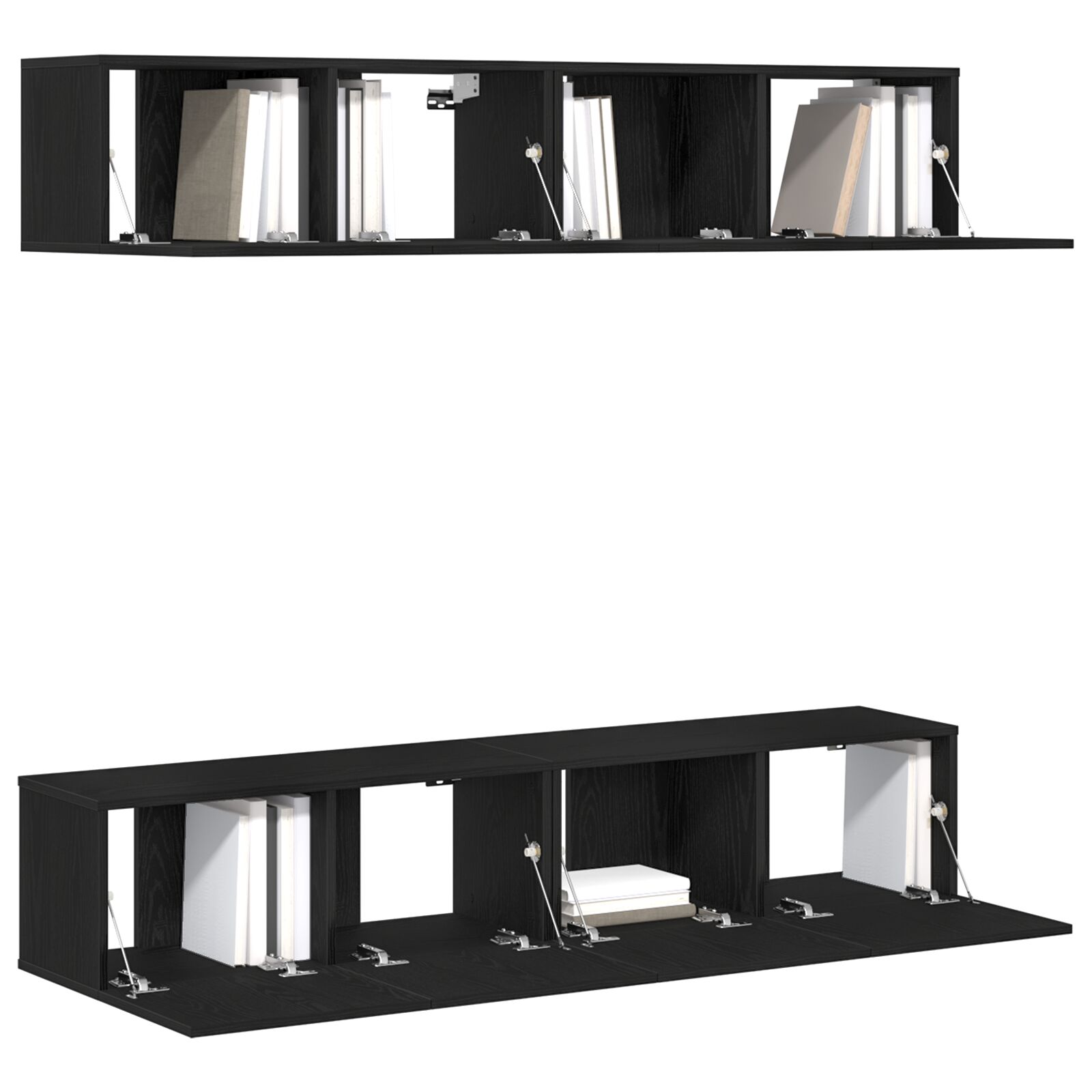 Conjunto de 4 piezas de gabinete de TV de pared de vidaXL en madera de roble negro