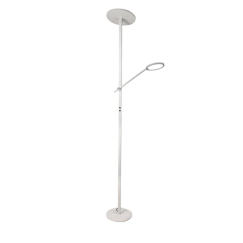 Regina - Lámpara de pie LED blanca de metal H.180 cm Fabas Luce - 2 luces de 36W y 12W con LED integrado 3000K