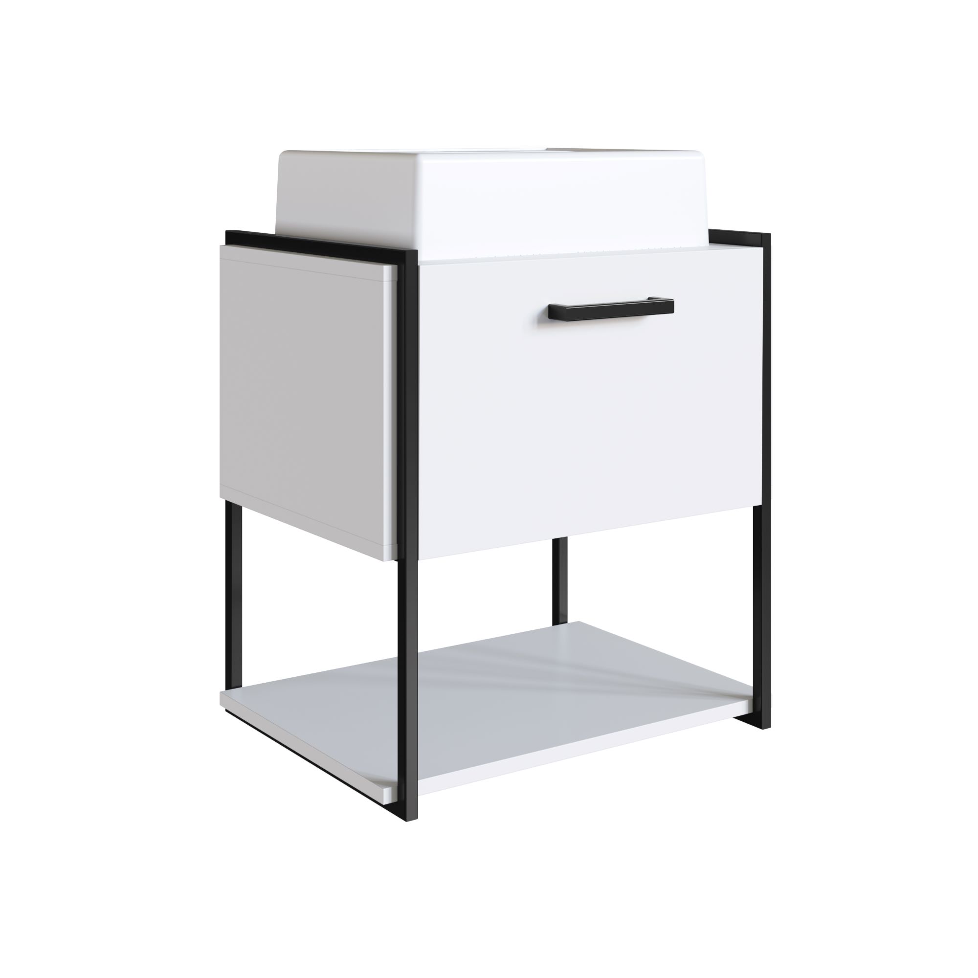 Venprodin - Mueble De Baño Grafito Con Encimera De 50 Cm Blanco