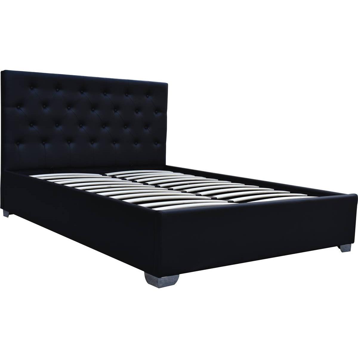 Habitat y Jardin - Cama doble con cofre "Tino" 140 × 190 cm - Negro