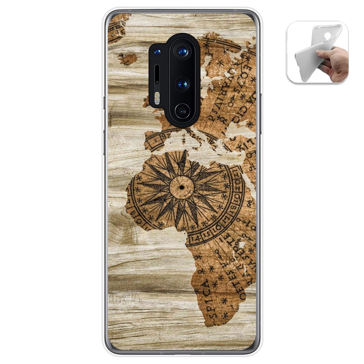 Tumundosmartphone Funda Gel Tpu para Oneplus 8 Pro diseño Madera 07 Dibujos