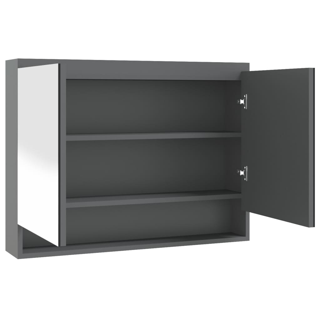 vidaXL Armario de baño con espejo MDF gris 80x15x60 cm