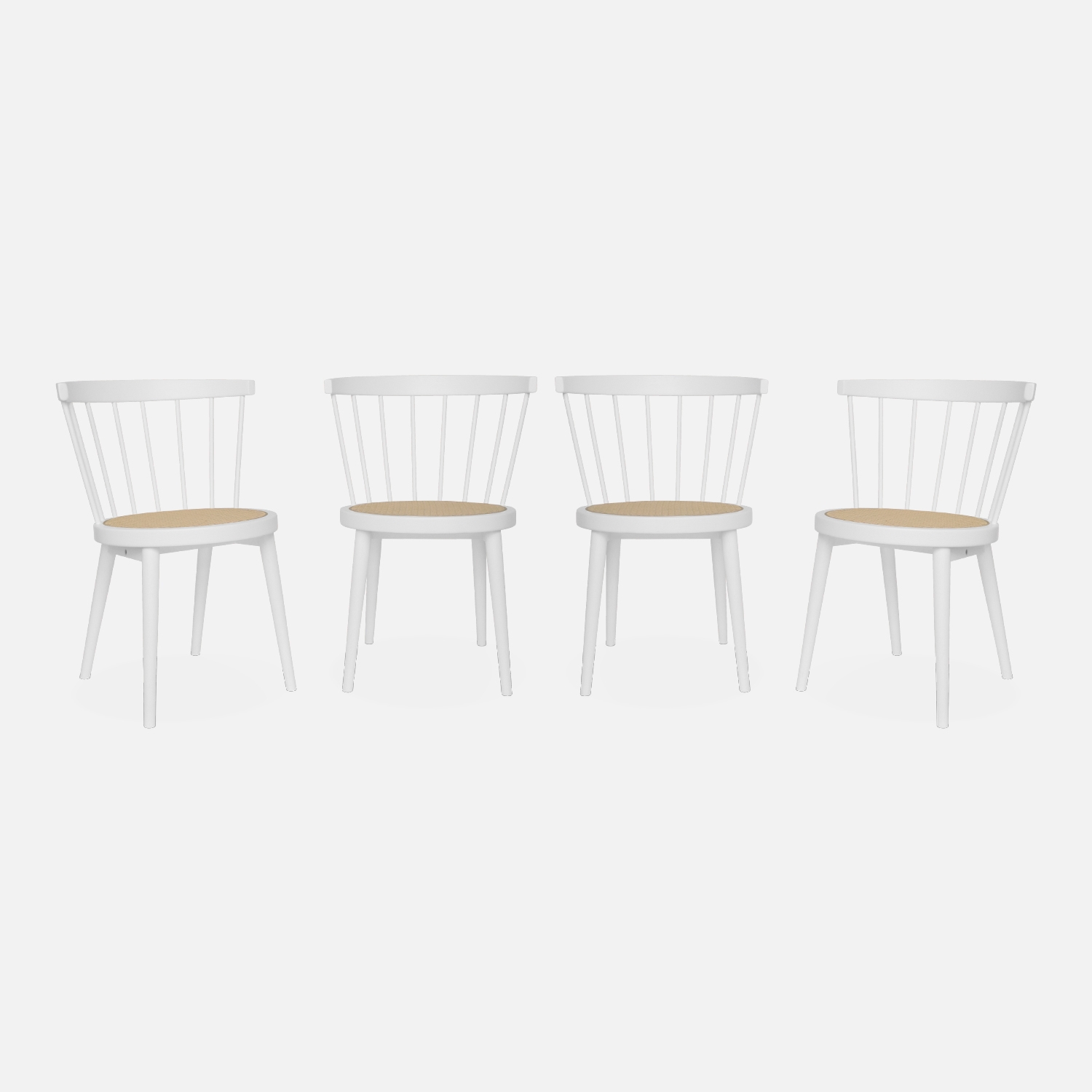 sweeek - Silla de madera y caña, set de 4 , Nora , 53x53x76