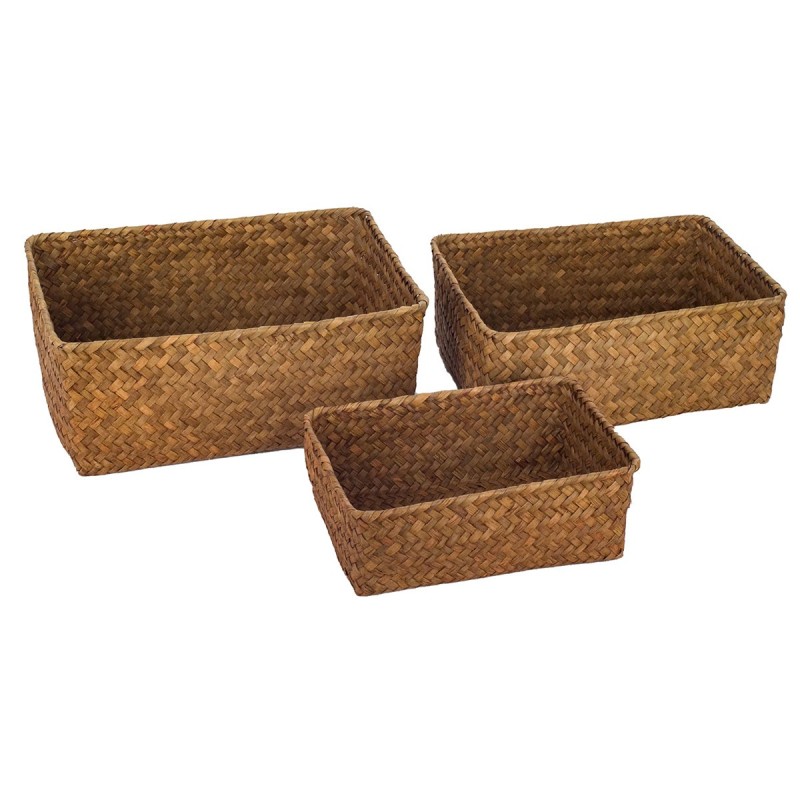 SIGNES GRIMALT Cestas Almacenaje 3 Unidades Marrón de Fibra Vegetal-Cuerda | Decoración Hogar
