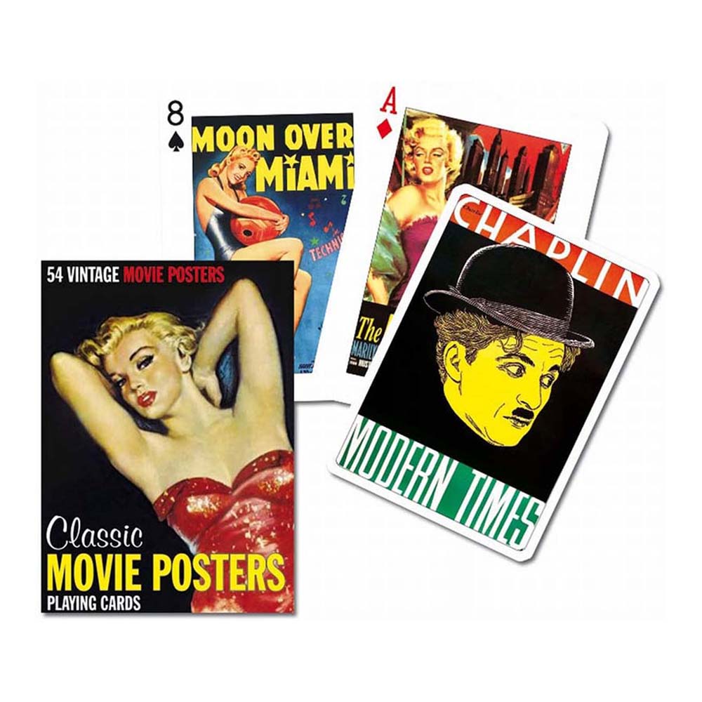 Piatnik Baraja de poker de 54 cartas Carteles de cine clásico Películas Actores Actrices Drácula Casablanca Fred Astarie Ginger Rogers John Wayne Bogart Marilyn Monroe Juego mesa Jugar Adultos Colección Coleccionable Poquer