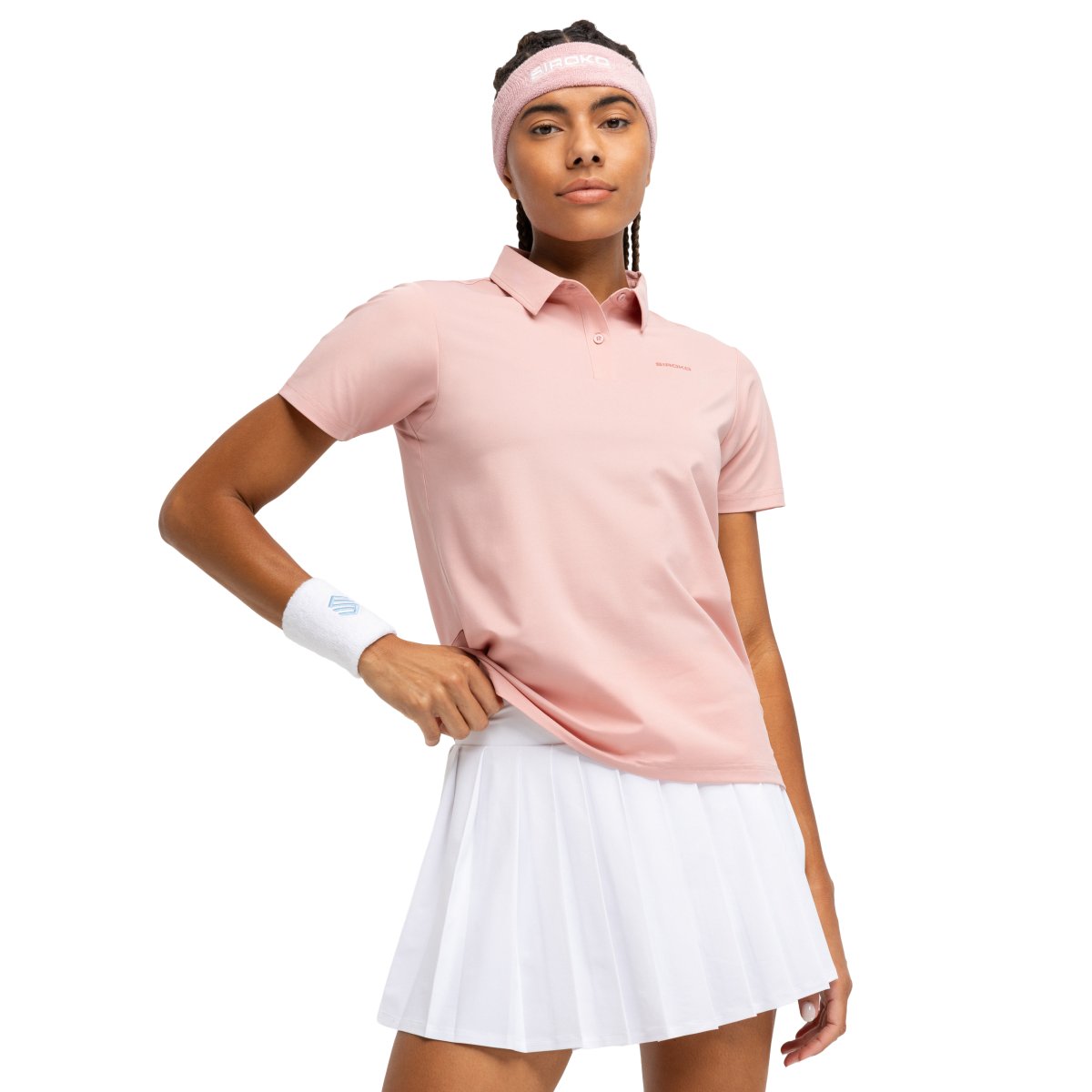 SIROKO - Polo piqué de Tenis para mujer Siroko Court Pink_