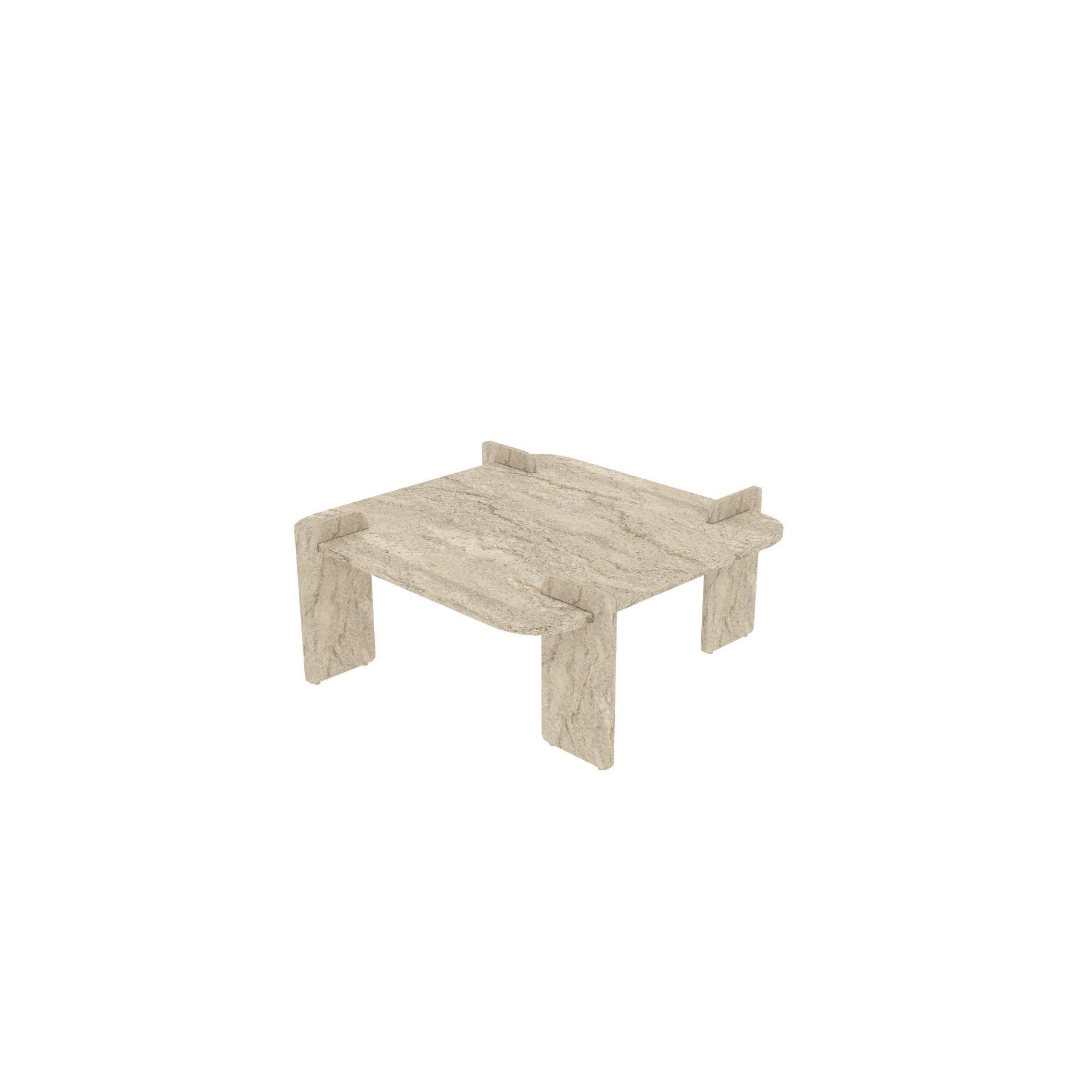 Habitat y Jardin - Mesa baja de madera "Woog" 90 x 90 x 35 cm - Travertino