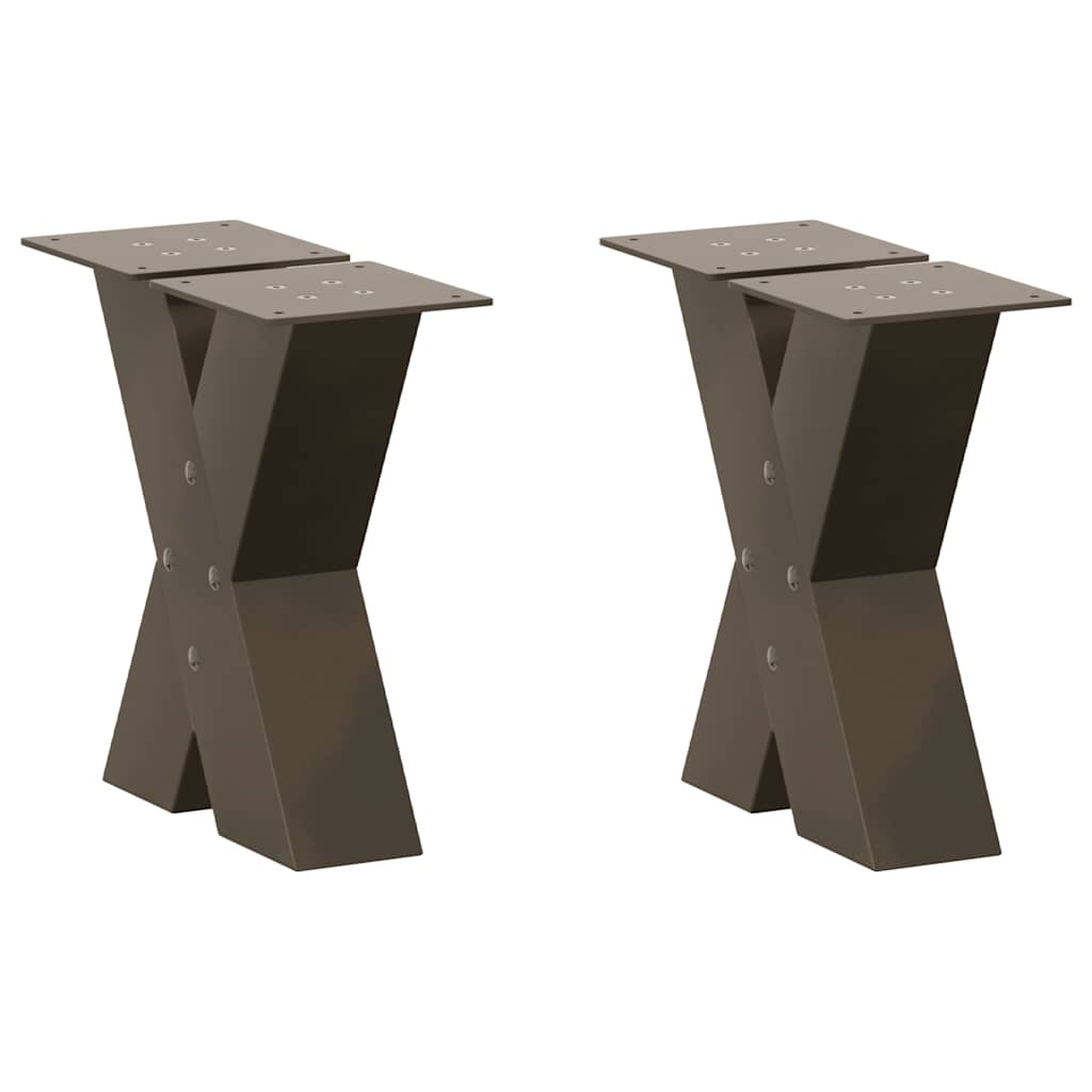 vidaXL Patas para mesa de centro en forma de X (2 unidades) 30 x (30-31) cm, acero