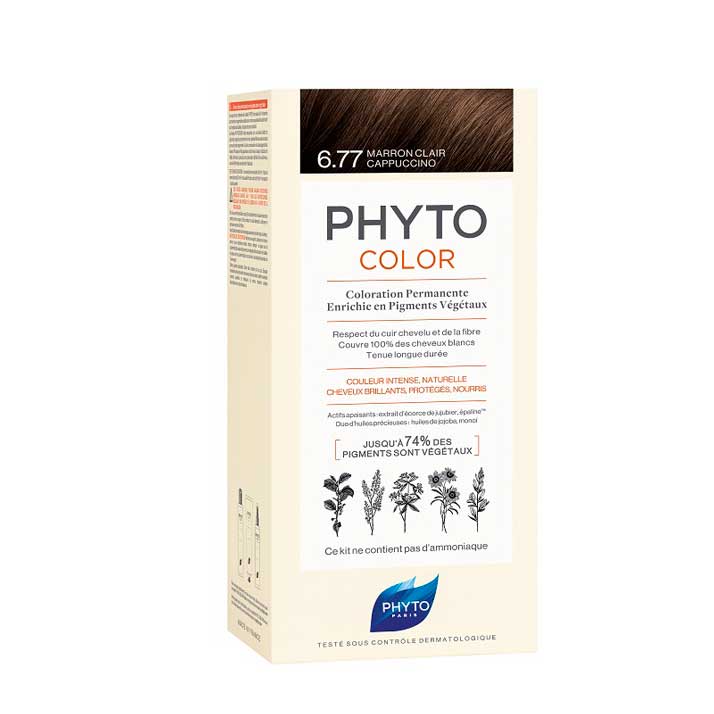 Phytocolor 6.77 Marron Claro Capuchino - Tinte de Pelo Impactante y Duradero