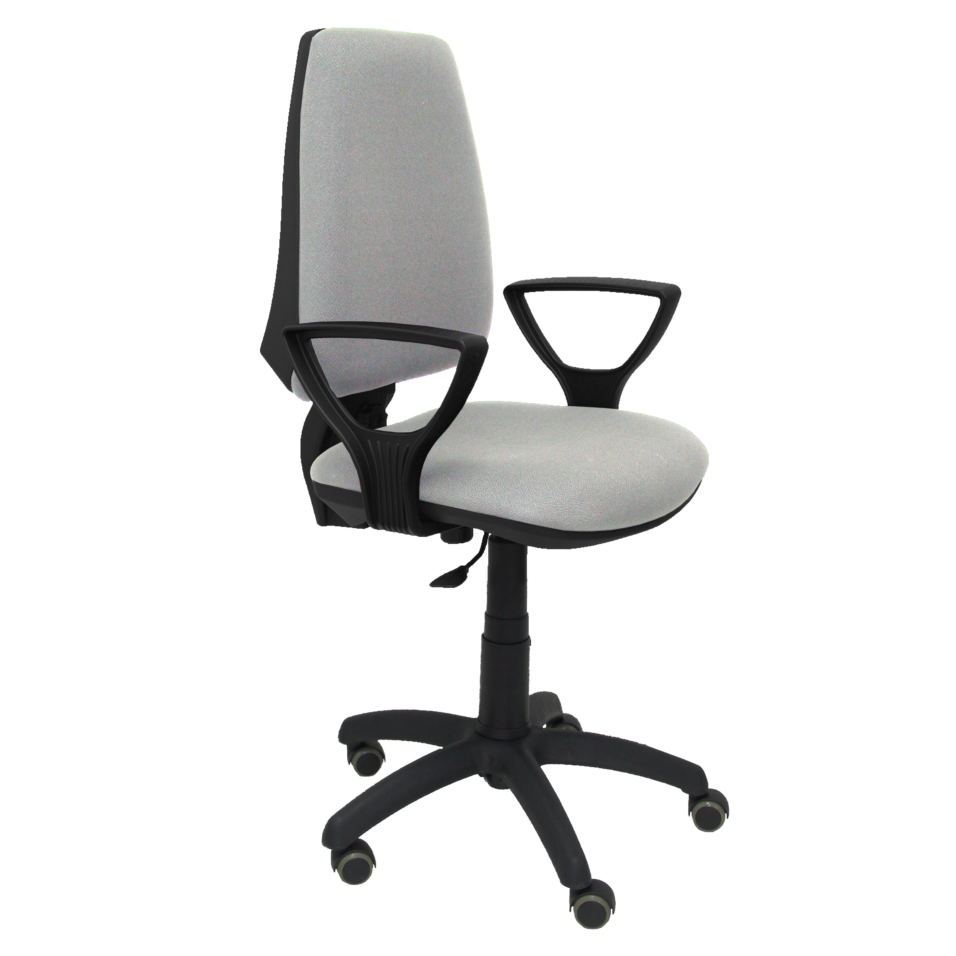 Piqueras Y Crespo Silla Elche CP Bali Gris Claro Ergonómica con Brazos Fijos y Ruedas de Parqué
