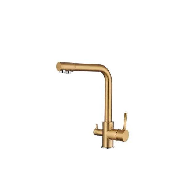 VALAZ Nilo Grifo para cocina con osmosis de 3 vías y estructura redonda color dorado cepillado