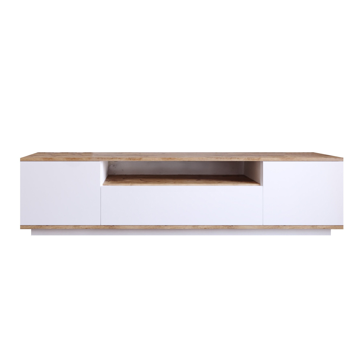 Habitat y Jardin - Soporte de TV de madera "FR7" - 180 x 44 x 44 cm - Pino AtlánticoBlanco