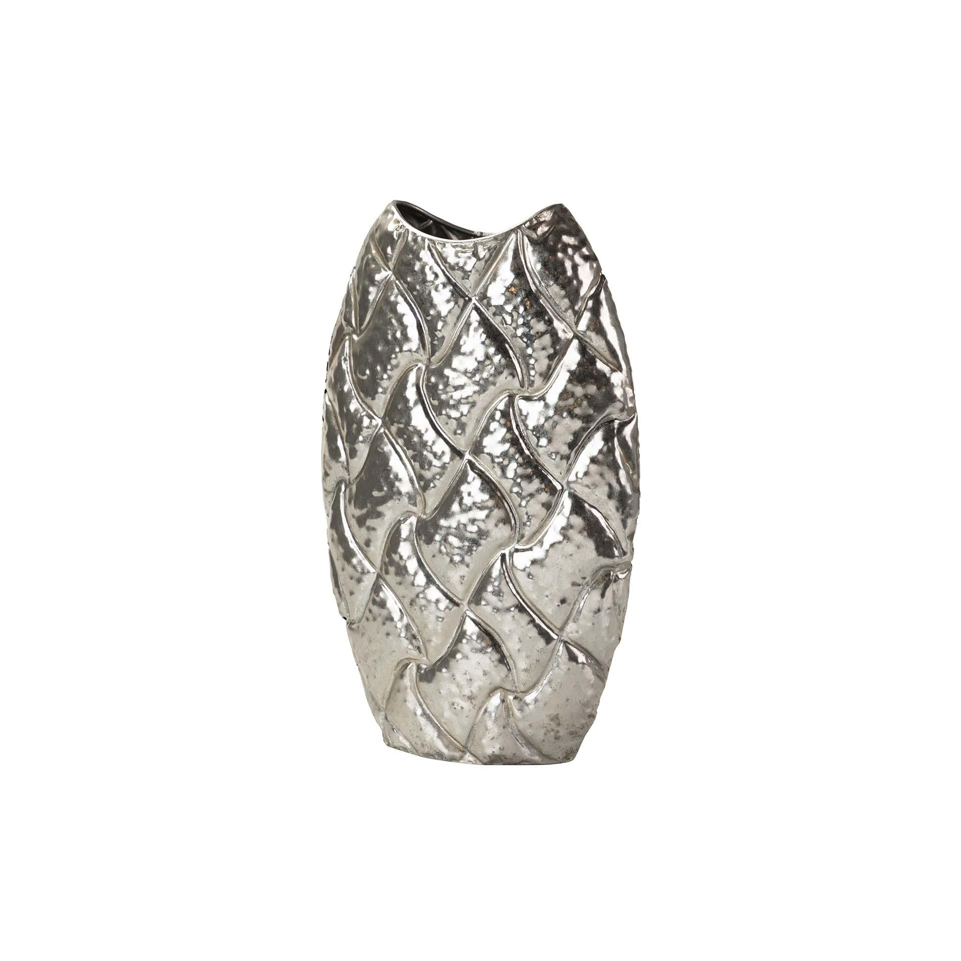 Jarron metal plateado 25x12x39 cm , El mejor complemento para tu hogar.
