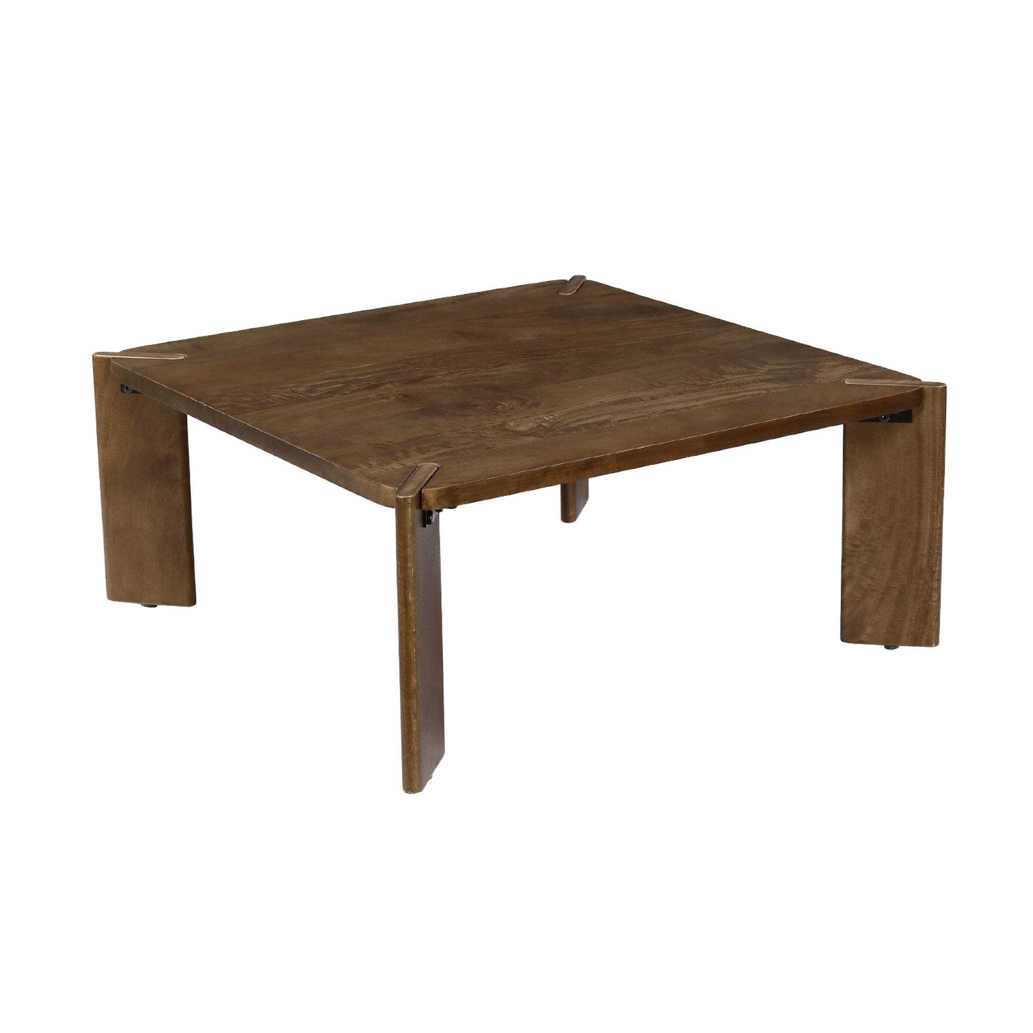 Mesa de centro exótica cuadrada de madera maciza