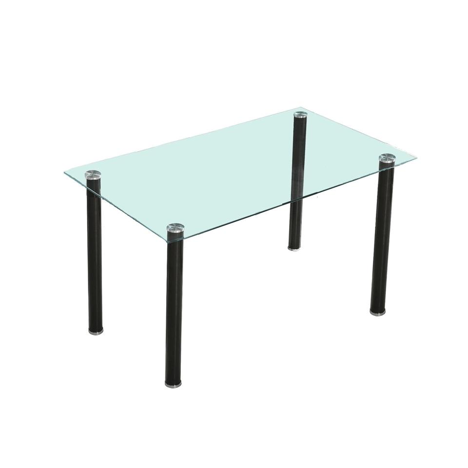 duehome - Mesa de comedor fija con sobre de cristal 140x80 cm Yuri