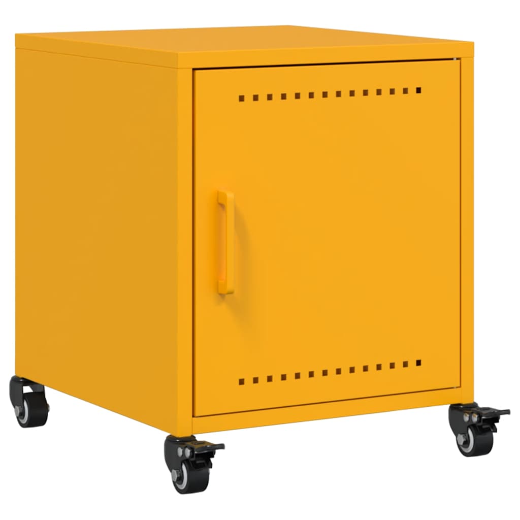 vidaXL Mesita de noche acero amarillo mostaza 36x39x43,5 cm
