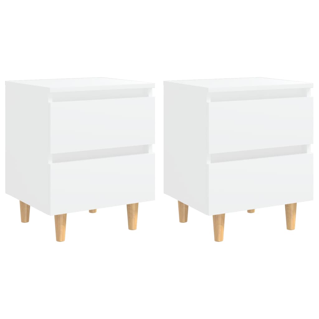 Vidaxl Mesitas de Noche con Patas de Madera Pino 40x35x50 Cm Blanco