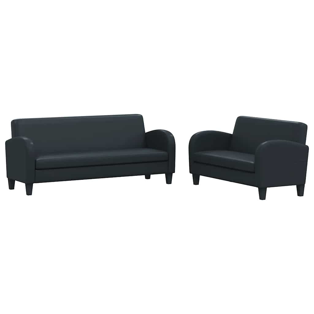 vidaXL Conjunto de sofás 2 piezas cuero sintético negro