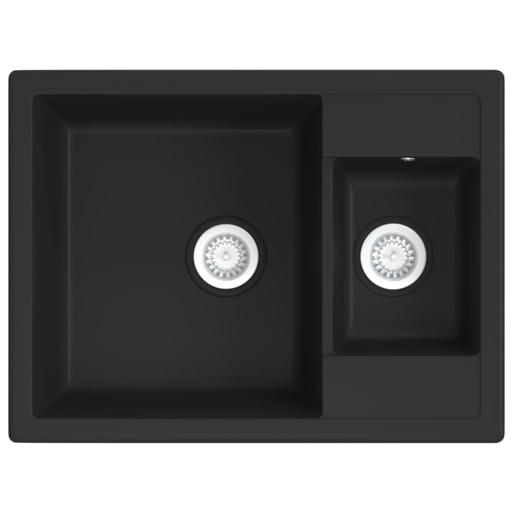 vidaXL Fregadero de Cocina Doble Seno con Rebosadero Granito Decoración Color Blanco,  Gris,  Negro y mas