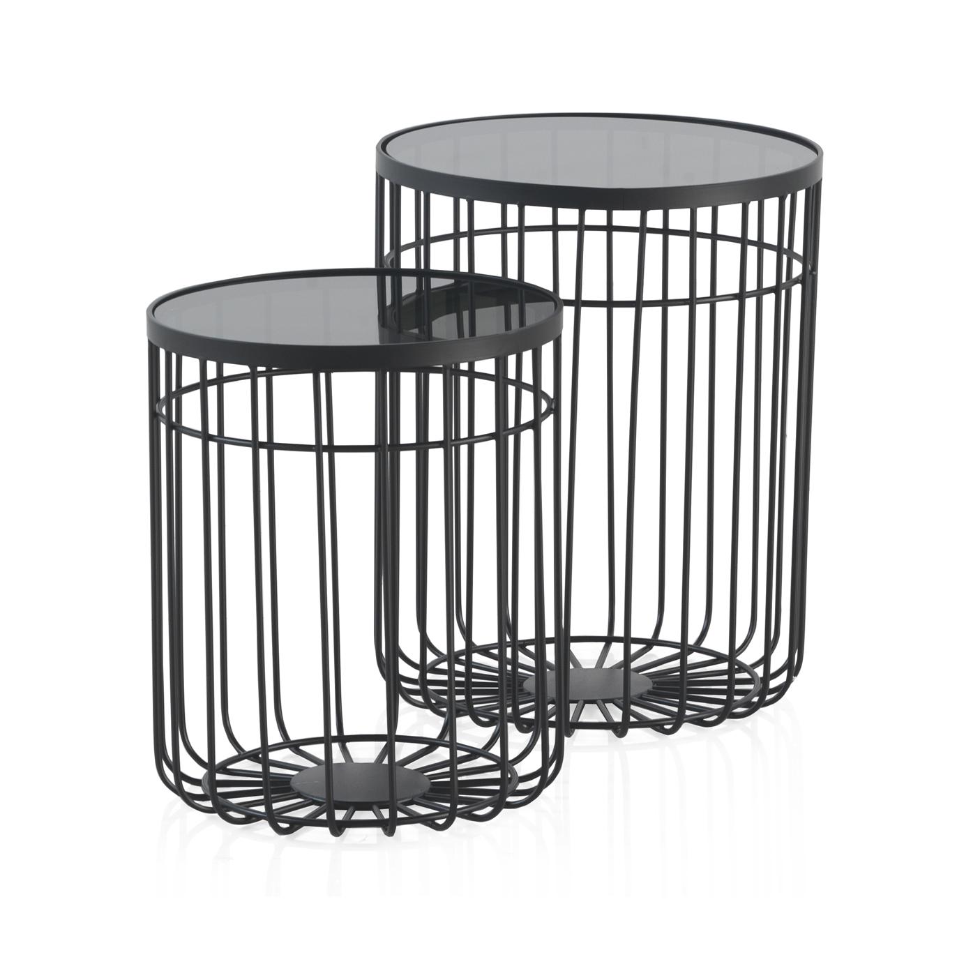 Set 2 Mesas Auxiliares De Metal Con Tapa De Cristal El mejor complemento para tu hogar. Fijalo