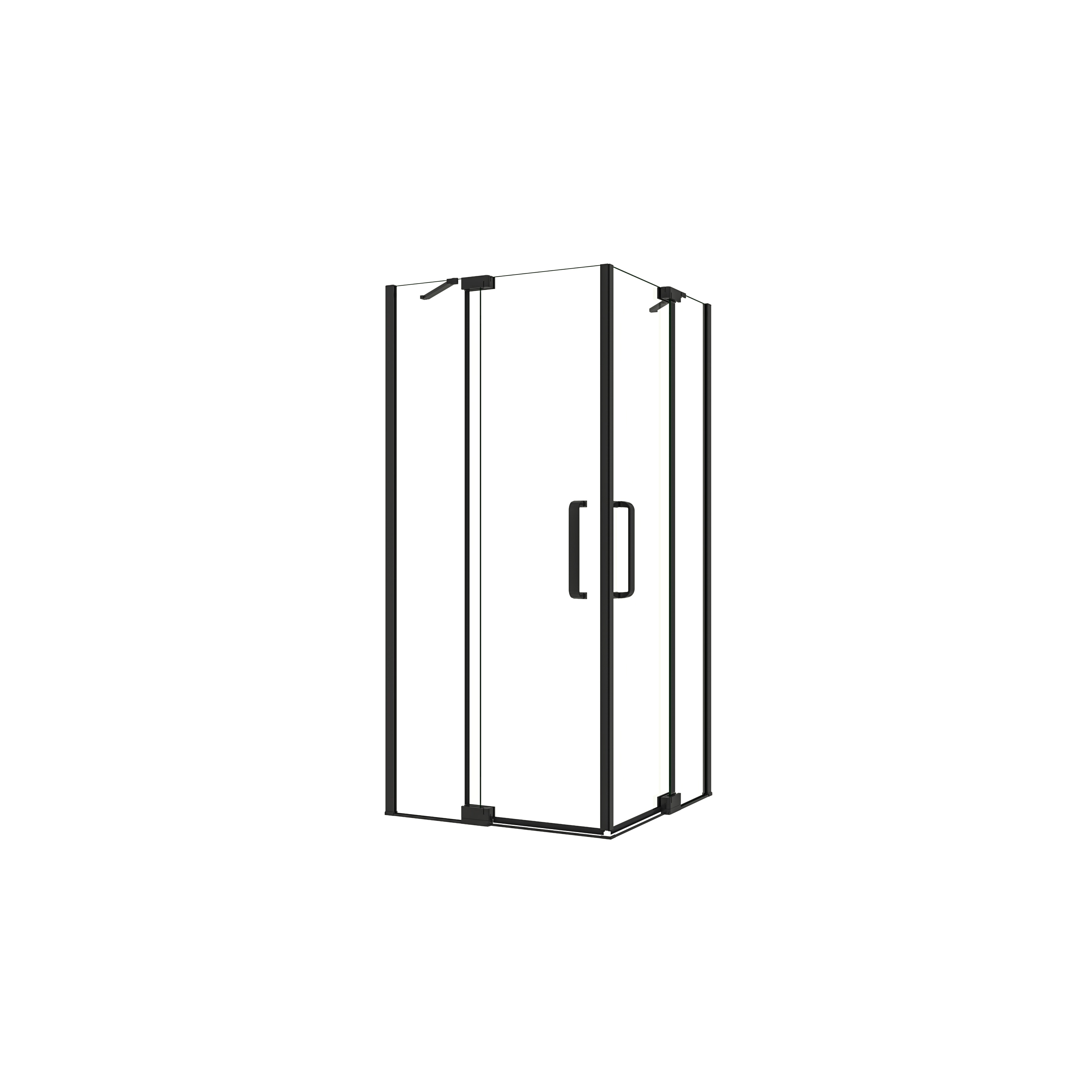 AICA Mampara de Ducha Cuadrada Abatible Perfil Negro Mate con Barra Estabilizadora Vidrio Antical 8mm (768-808)x(768-808)x1950mm