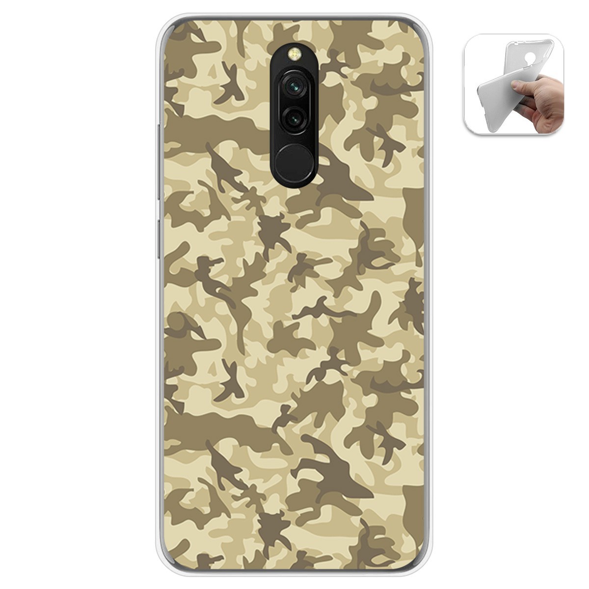 Tumundosmartphone Funda Gel Tpu para Xiaomi Redmi 8 diseño Sand Camuflaje Dibujos