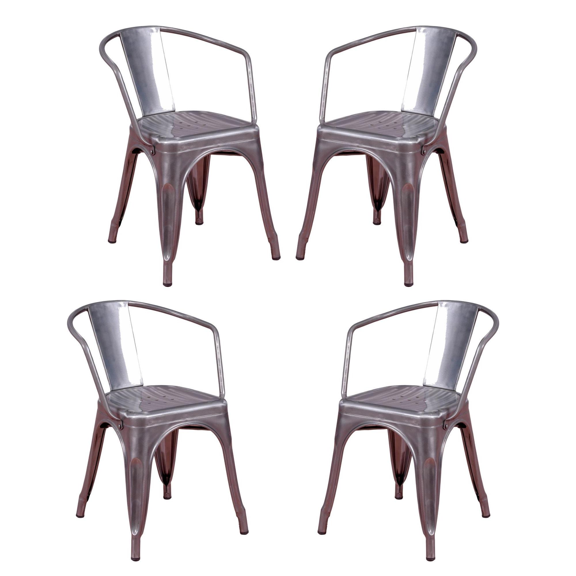 Nest Dream - Pack de 4 sillas metálicas con reposabrazos - Bistro