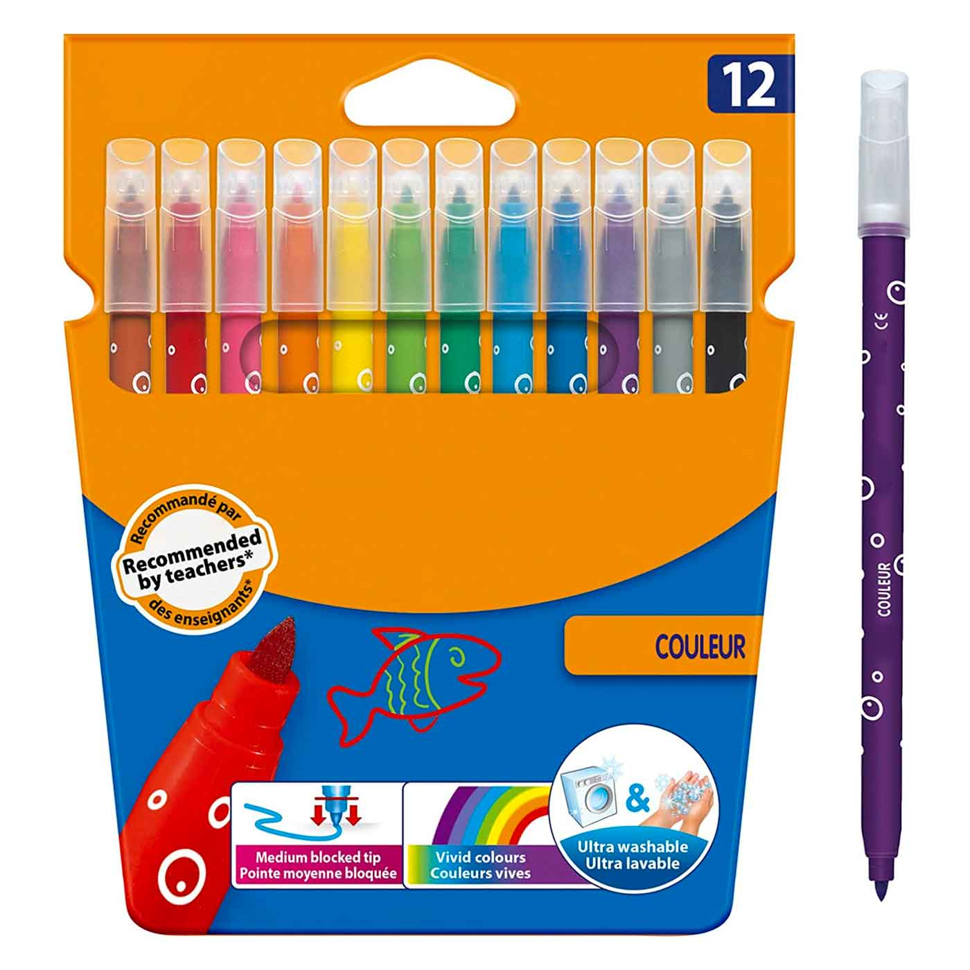 Tradineur - Pack de 5 rotuladores de colores neón para pizarra blanca,  punta media de 3 mm, marcadores de borrado en seco, uso e