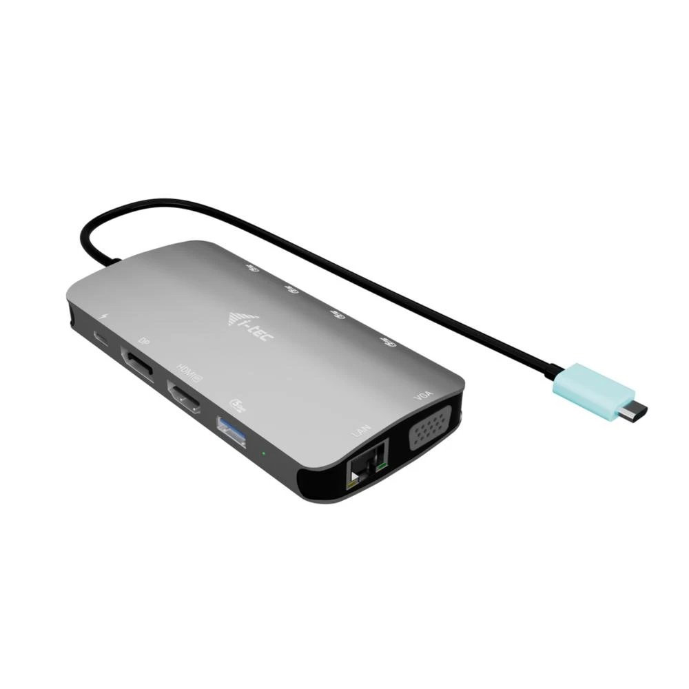 I-Tec - Docking station USB-C Metal Nano 3x Display C31NANOTRIDOCKPD con HDMI 2.0, DisplayPort 1.2 y VGA para multitarea con 3 monitores, carga USB PD 100 W y Ethernet Gigabit