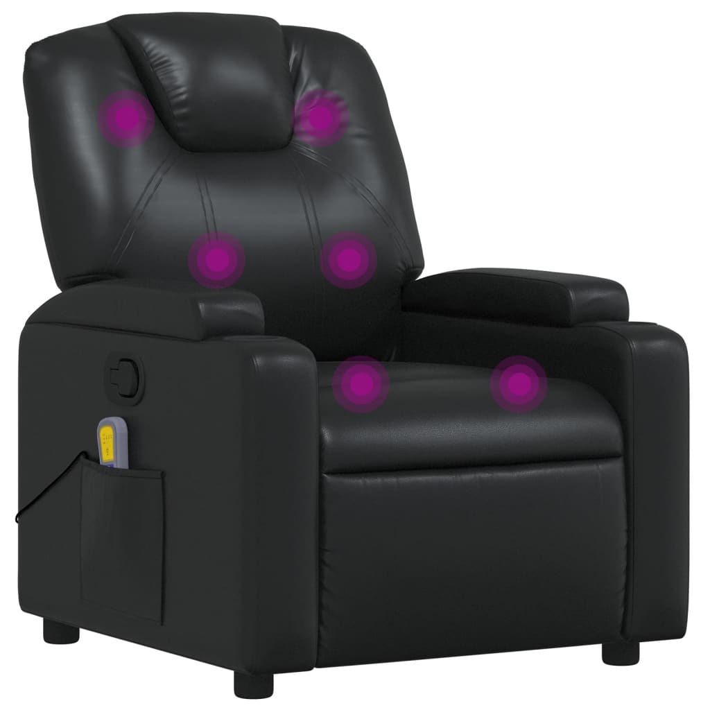 vidaXL Sillón de masaje reclinable cuero sintético negro