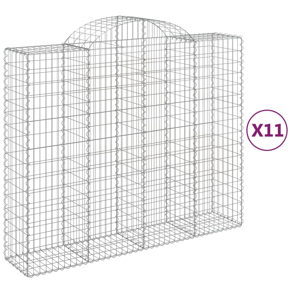 vidaXL Cestas de gaviones 11 uds forma de arco hierro Dimensiones 200 x 30 x 40/60 cm,  200 x 30 x 60/80 cm,  200 x 30 x 80/100 cm y mas