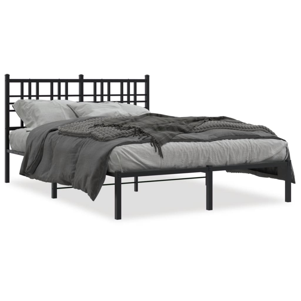 vidaXL Estructura cama sin colchón con cabecero metal negro 120x190 cm