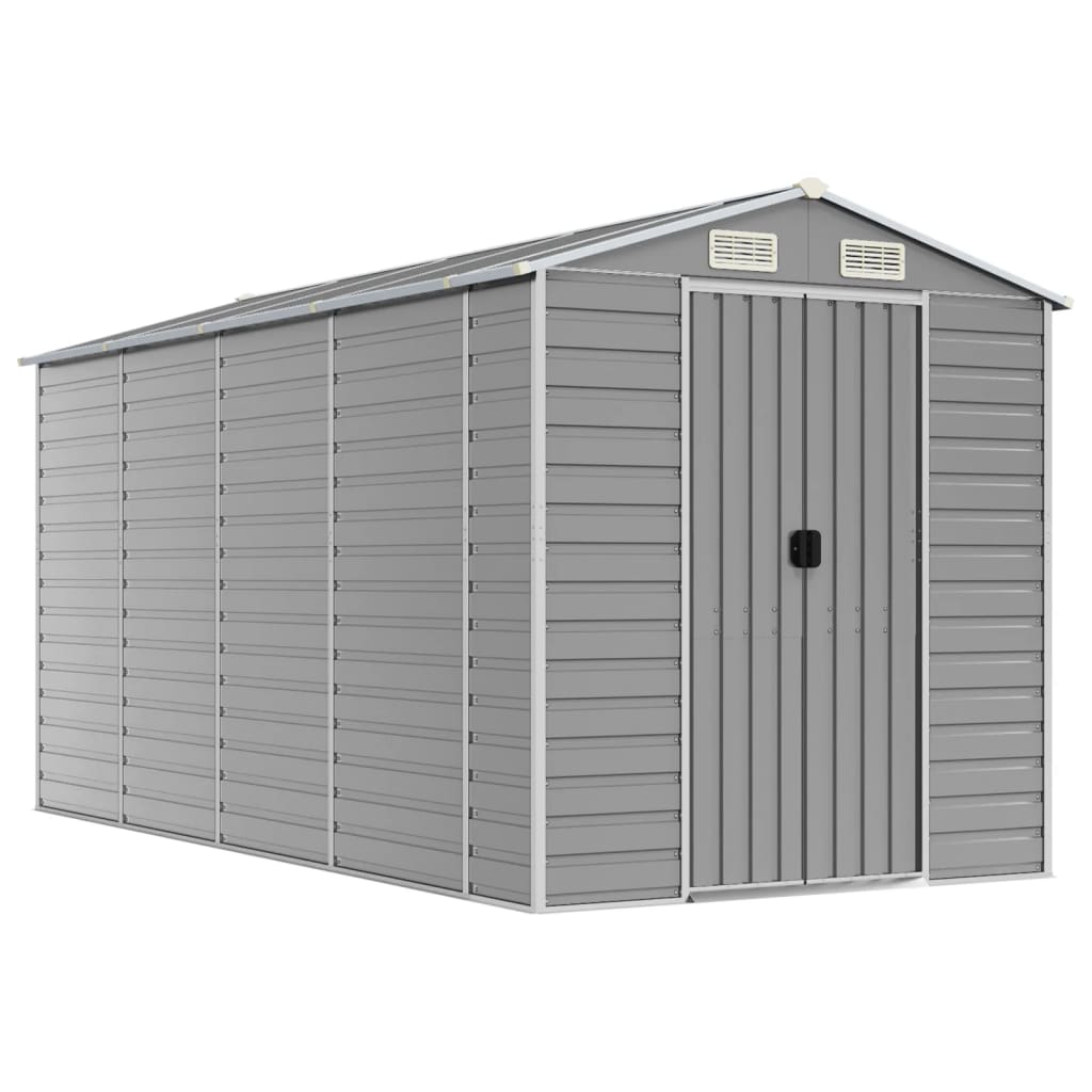 vidaXL Caseta de jardín gris claro 191x385x198 cm acero galvanizado