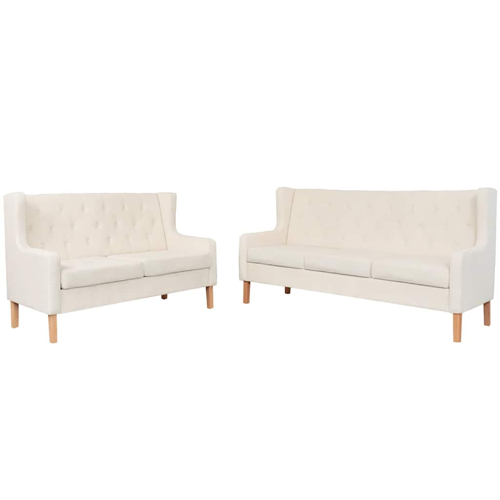 vidaXL Conjunto de sofás 2 piezas tela blanco crema