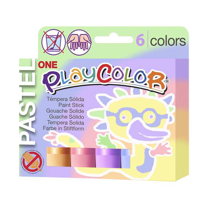 INSTANT TEMPERA SOLIDA PLAYCOLOR ONE 6 COLORES PASTEL INSTANT PASTEL