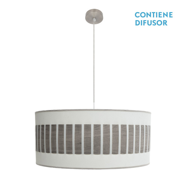 Colgante ivanna 3xe27 niquel/blanco-madera gris regx60x60 cm