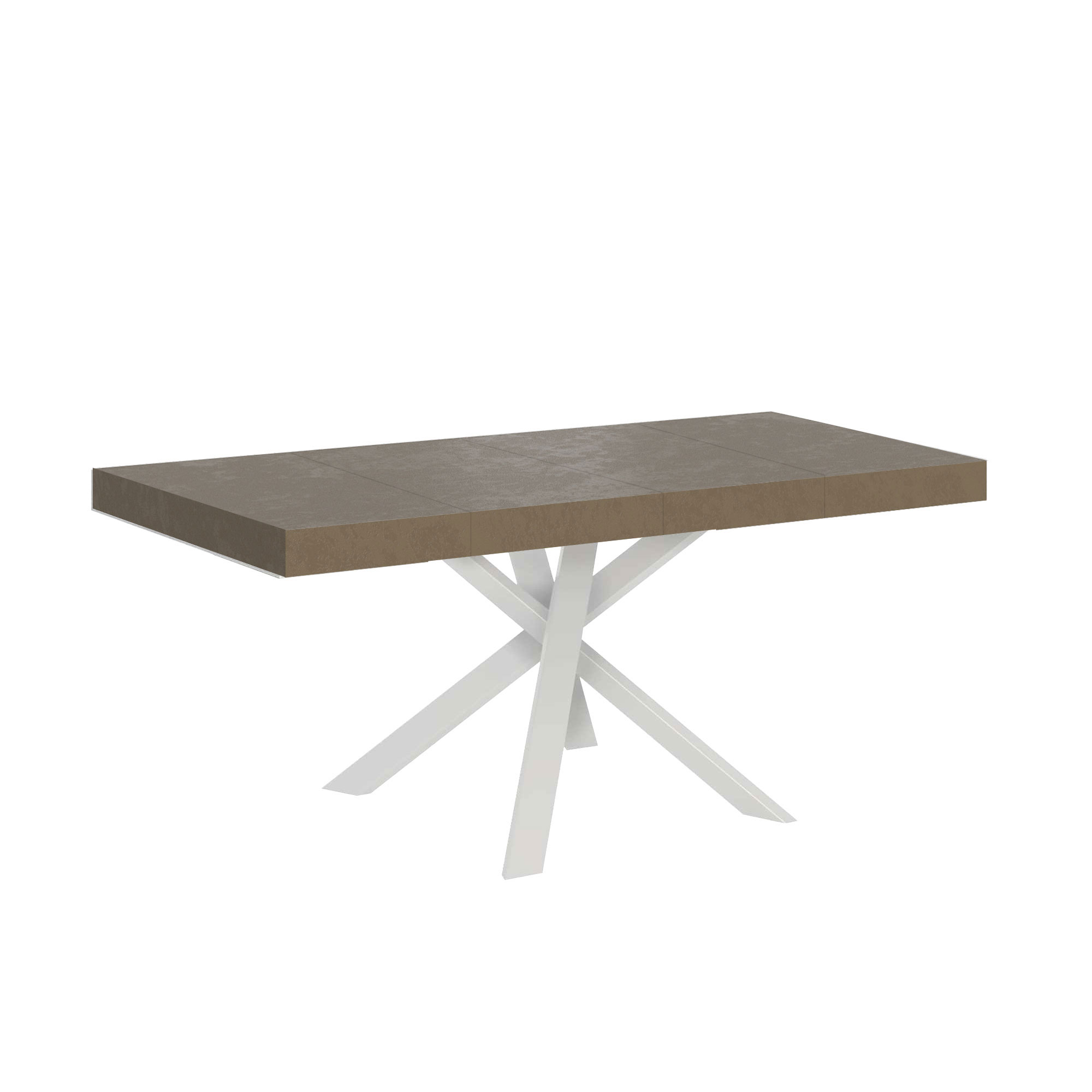 Mesa extensible Clerk Premium 90/194x90 cm en gris tórtola con patas blancas - Itamoby
