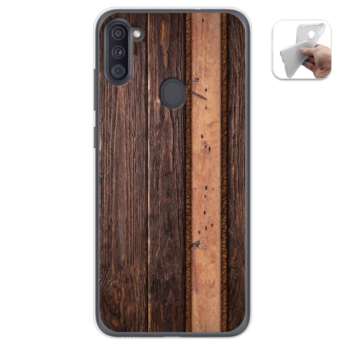Tumundosmartphone Funda Gel Tpu para Samsung Galaxy A11 / M11 diseño Madera 05 Dibujos
