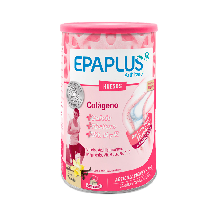 EPAPLUS Arthicare + Calcio, Colágeno Hidrolizado con Vitamina D3, K2, Fósforo y Silicio, Sabor Vainilla, 383g – Suplemento para la Salud Ósea y Articular, 30 Días de Tratamiento